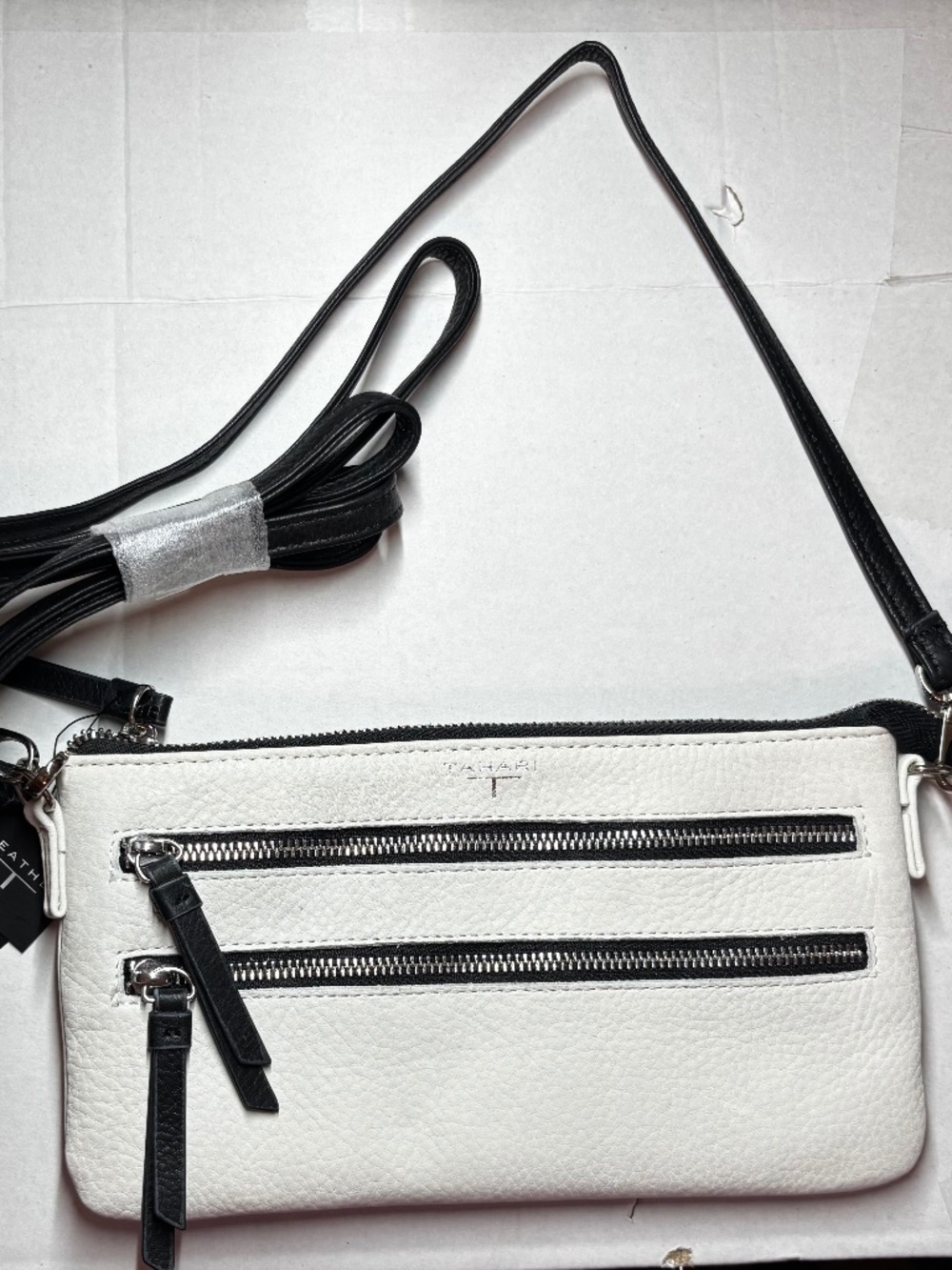 Tahari Triple Zipper Crossbody Bag in Sienne Chalk - NWT